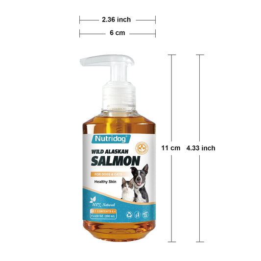High Potency Omega-3 Supplement – Wild Alaskan Salmon Oil for Dogs & Cats, 200ml