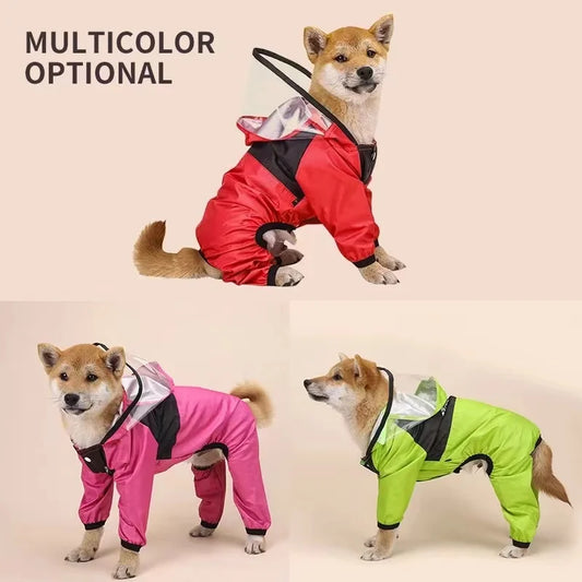 Dog Face Pet Raincoat – Waterproof Jumpsuit Jacket for Dogs