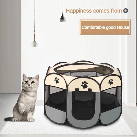 PortiPaw Foldable Pet Tent – Octagonal Outdoor Fence for Cats & Small Dogs