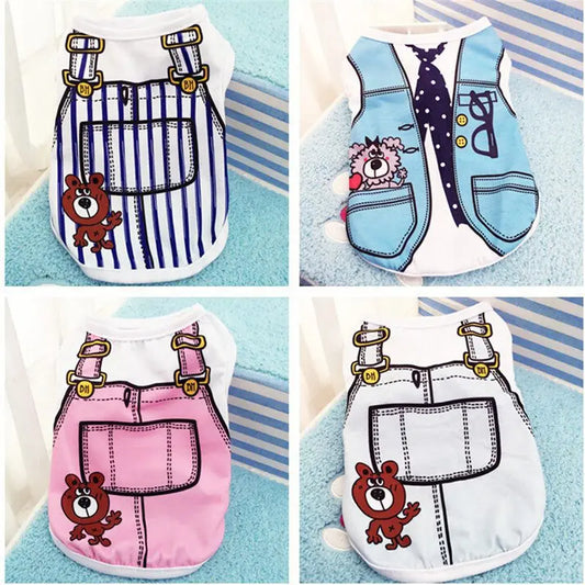 Cartoon Soft Pet Vest – Casual Summer T-Shirt for Small Dogs